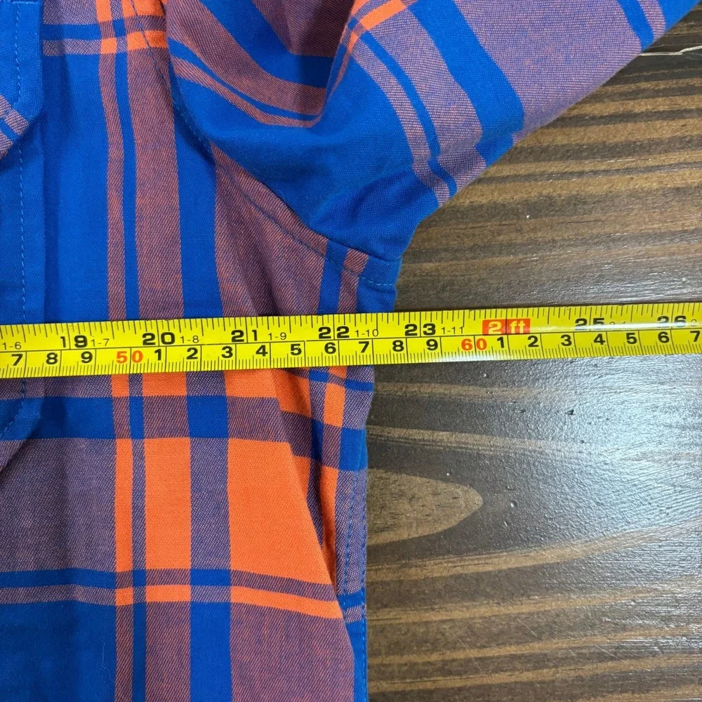 Chubbies Wanderers Club Mens XL Plaid Button Down Shirt Blue Orange Bigfoot - Picture 8 of 10